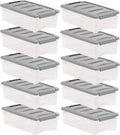 Amazon Basics Plastic Storage Containers with Secure Latching Lids, Stackable Organization Bins, Clear/Grey, 5 Quart, Set of 10 by AmazonBasics