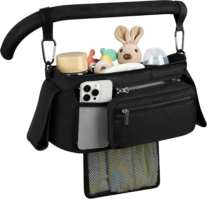 Accmor Universal Stroller Organizer with Insulated Cup Holder Detachable Phone Bag and Shoulder Strap,Stroller Bag Caddy Organizer for Uppababy, Baby Jogger, Britax Strollers - Image 3