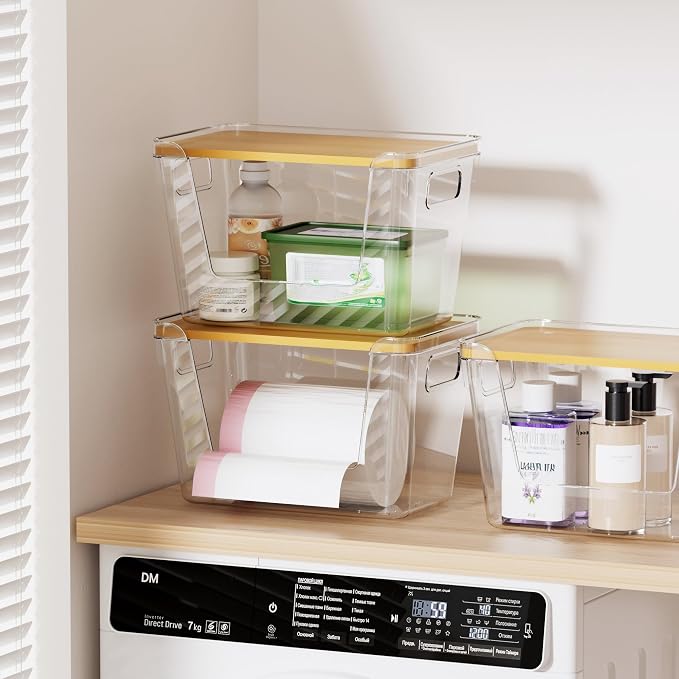 Delamu 2 Pack Trash Bag Dispenser, Stackable Garbage Bag Holder | Clear Acrylic Organizer Bins for Under Sink Organization, Pantry Storage, Cabinet, Kitchen, Laundry, Bathroom - Image 7
