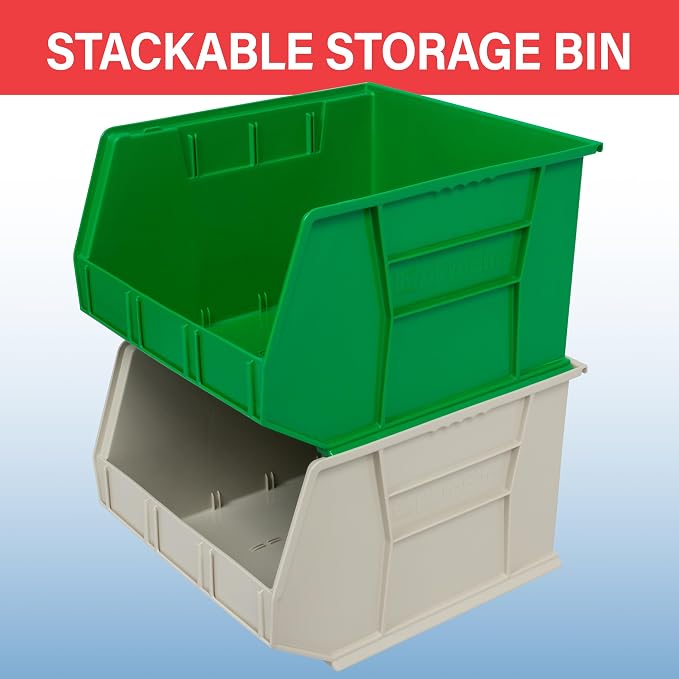 Akro-Mils 30270 AkroBins Plastic Storage Bins, 18"x16"x11", Red, 3-Pack | Space-Saving Stackable Bins for Garage, Pantry, Craft Organization - Image 4