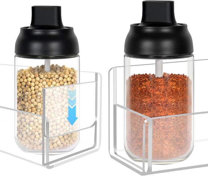 Acrylic Spice Rack Wall Mount - 9 Inch, Clear Spice Shelf Storage Holder, 2 Pack Hanging Seasoning Organizer for Cabinet Door, Cupboard or Wall Kitchen (Adhesive or Screw) - Image 4