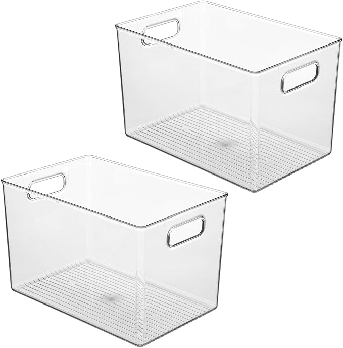 iDesign Storage Bins with Handles, Set of 2, Clear | Organizer Bins, For Kitchen, Pantry, Bathroom, or Home Office - Image 9