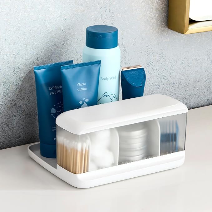 YouCopia HideAway Counter Caddy, Bathroom Vanity Countertop Organizer Tray with Adjustable Dividers and Lid - Image 9