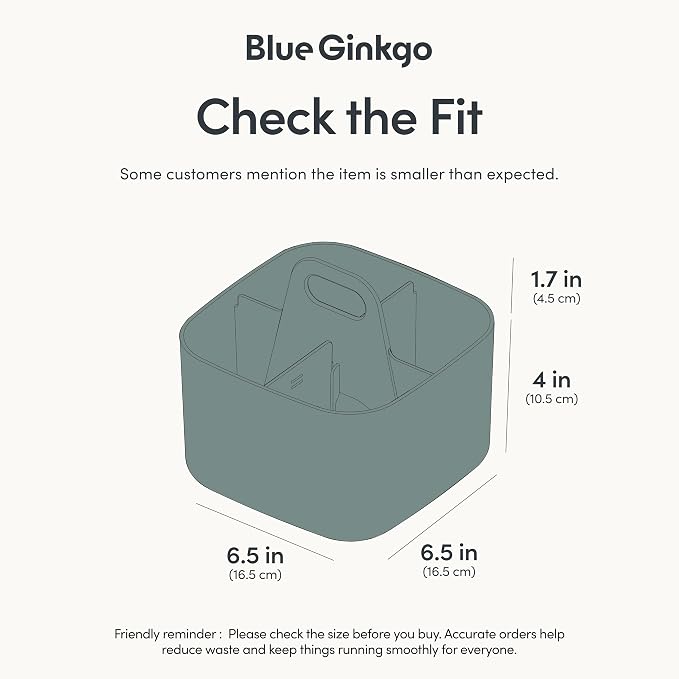BLUE GINKGO Stackable Organizer Caddy, Square, Green, Made in Korea | Portable. Adjustable. Home, Office & School Storage. - Image 3