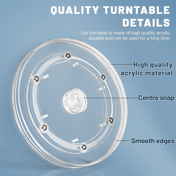 6 Inch Plastic Lazy Susan Turntable, 360° Small Clear Turntable Organizer, Transparent Ball Bearing Rotating Swivel Spinning Tray Plate for Refrigerator Table Spice Cake - Image 3