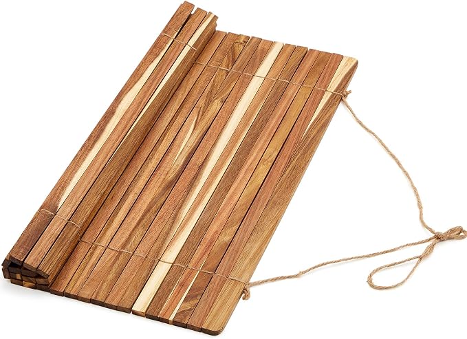 Wooden Dish Drying Rack, 20.5 x 16 Inch Roll up Kitchen Over Sink Dish Drying Rack for Dishes, Plates, Bowls, Wooden Cover Counter Space, Crack Resistant Drainer, Kitchen Supplies by Maxdot