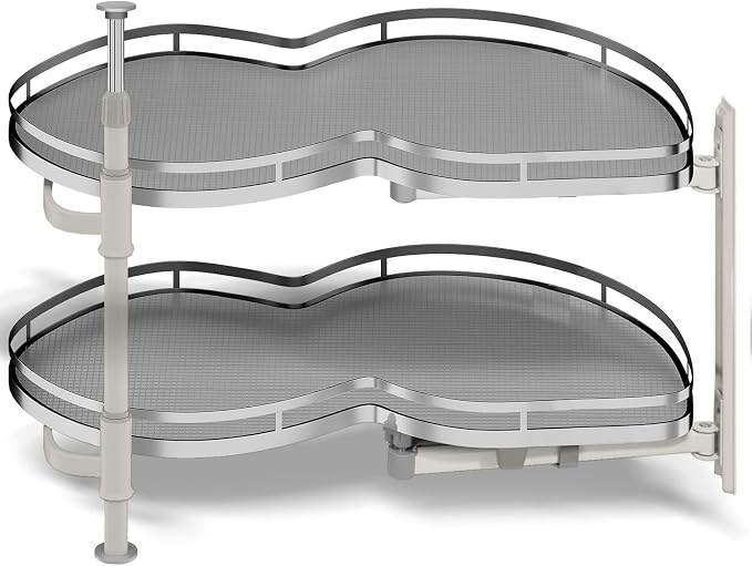 Blind Corner Cabinet Pull Out Organizer, Soft Close Swing Right Pull Out Cabinet Organizer 36inch, Corner Cabinet Lazy Susan for Corner Cabinet Blind Shelf, 2 Tiers Tray, Adjustable Height by Kinchoix
