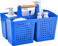 Portable Shower Caddy Basket with 3 Compartments and Handle, Deep Blue | Plastic Divided Toiletry Caddy Organizer for College Dorms, Shared Bathrooms, Gyms, Locker Rooms, Pools and Travel by PAKCHOICE