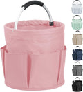 17L Portable Shower Caddy with 6 Side Pockets, Foldable Cleaning Supply Caddy with Handle, Garden Tool Bag in 600D Oxford Fabric, Multifunctional Storage Basket for Showers, Picnics, Pink by IHOMAGIC