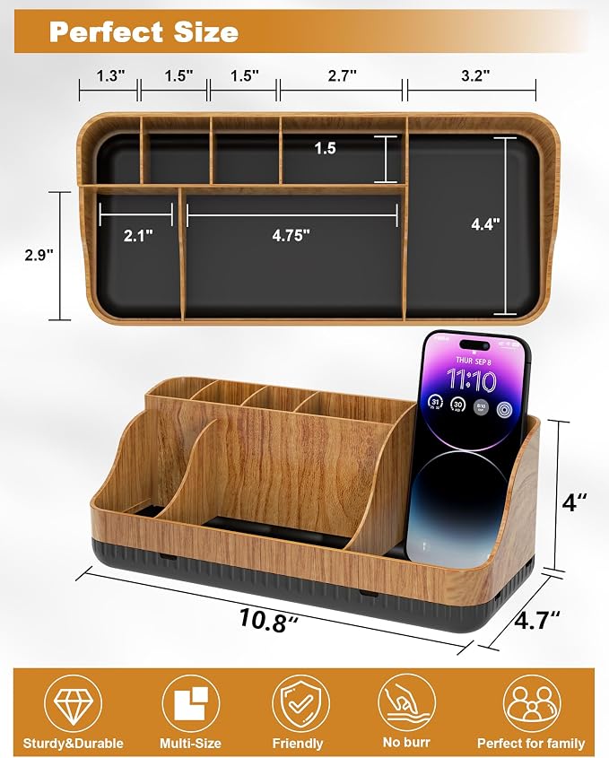 Bathroom Counter Organizer and Storage, 7 Slots Detachable Toothbrush Holders for Bathrooms, Anti-Slip Electric Toothbrush and Toothpaste Holder Countertop - Image 6