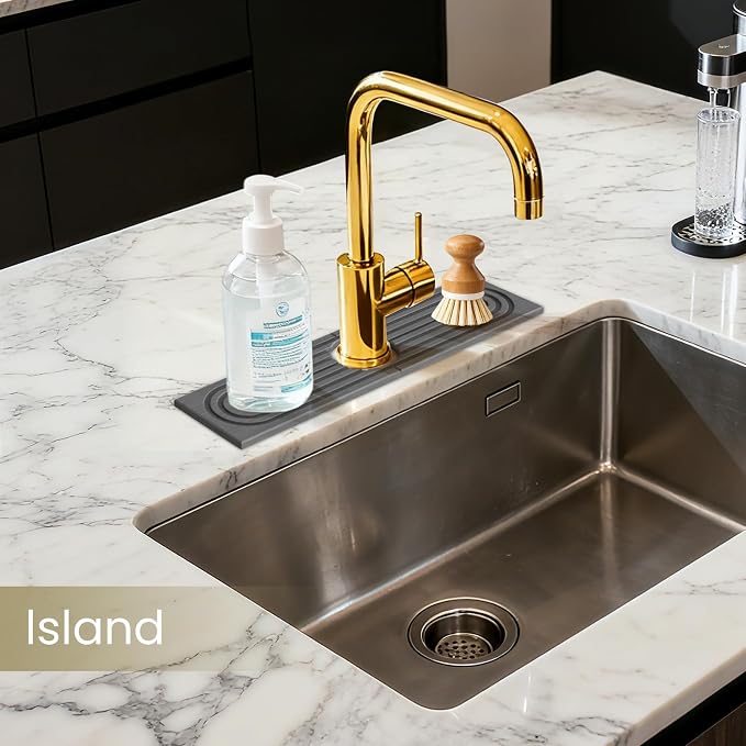 Premium Diatomite Stone Drying Mat for Kitchen Counter, Faucet Mat for Kitchen Sink, Sink Protector & Splash Guard, Quick-Dry Kitchen Sink Mat,Super Absorbent (Gray, 15.8"x4") - Image 4