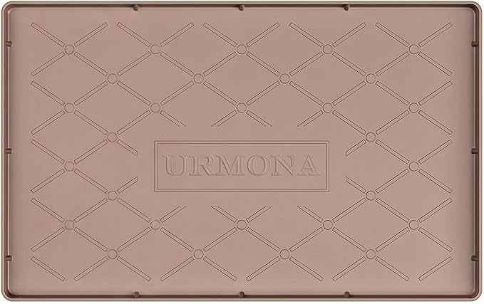 URMONA 16" x 10" Waterproof Silicone Mat in Multiple Sizes & Colors, Under Sink Mat for Kitchen & Bathroom, Pet Food Pad for Dogs & Cats, Kitchen Cabinet Liner, Multi-Purpose for Storage(Khaki) by URMONA