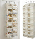 Over the Door Organizer, 6-Tier XL, 100D Fabric, Ivory | Extra wide over the door organizer, 65 lb capacity, 12 side mesh pockets, heavy-duty 100D fabric, bedroom & nursery storage by HomeluxTheory