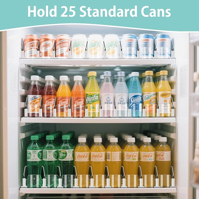 Drink Organizer for Fridge, 5 Row Automatic Pusher Glide, Adjustable Width Soda Can Dispenser for Refrigerator-Holds up to 25 Cans - Image 9