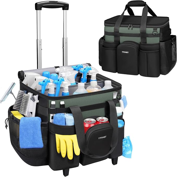 Ytonet XXL Rolling Cleaning Caddy, Large Cleaning Caddy with Wheels | Housekeeping Cart with Detachable Trolley, Water Resistant Cleaner Supplies with Wheels Organizer for Kitchen, Tool Organizer by YTONET