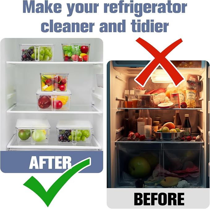 Havawish 4 Pcs Ice Storage Bin for Freezer with Lid and Flexible Scoop Set Plastic Ice Container with Lid Handle for Home Office Fridge Storage (12.4 x 8.07,12.4 x 5.91 Inches,Clear) - Image 6