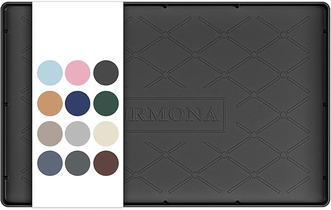 URMONA 16" x 10" Waterproof Silicone Mat in Multiple Sizes & Colors, Under Sink Mat for Kitchen & Bathroom, Pet Food Pad for Dogs & Cats, Kitchen Cabinet Liner, Multi-Purpose for Storage(Black) by URMONA
