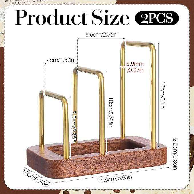 2Pcs Chopping Board Rack with Wood Base, Multi Layer Lid Holder Baking Pan Storage Organizer for Kitchen Cabinet, Durable Stainless Steel & Solid Wood Construction - Image 2