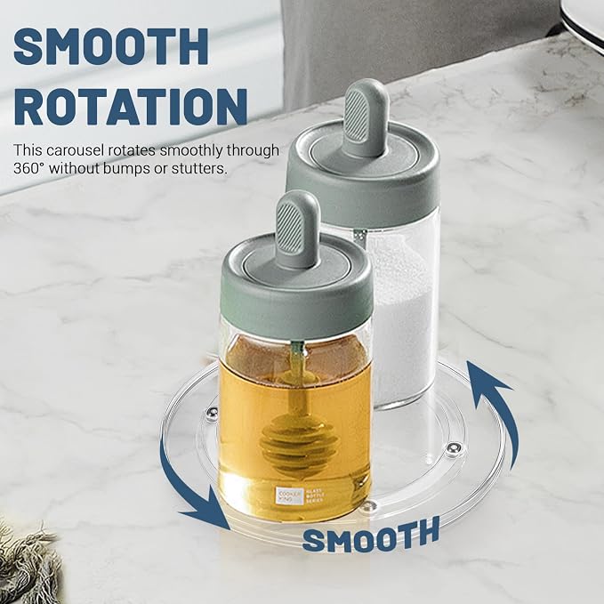 6 Inch Plastic Lazy Susan Turntable, 360° Small Clear Turntable Organizer, Transparent Ball Bearing Rotating Swivel Spinning Tray Plate for Refrigerator Table Spice Cake - Image 5