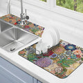 Dish Drying Mat for Kitchen Counter Matt, 2PCS 19"x12" Dish Drainer Mat & 24"x5.5" Sink Splash Guard, Super Absorbent Non-slip Rubber Backed by Kuyig+Home