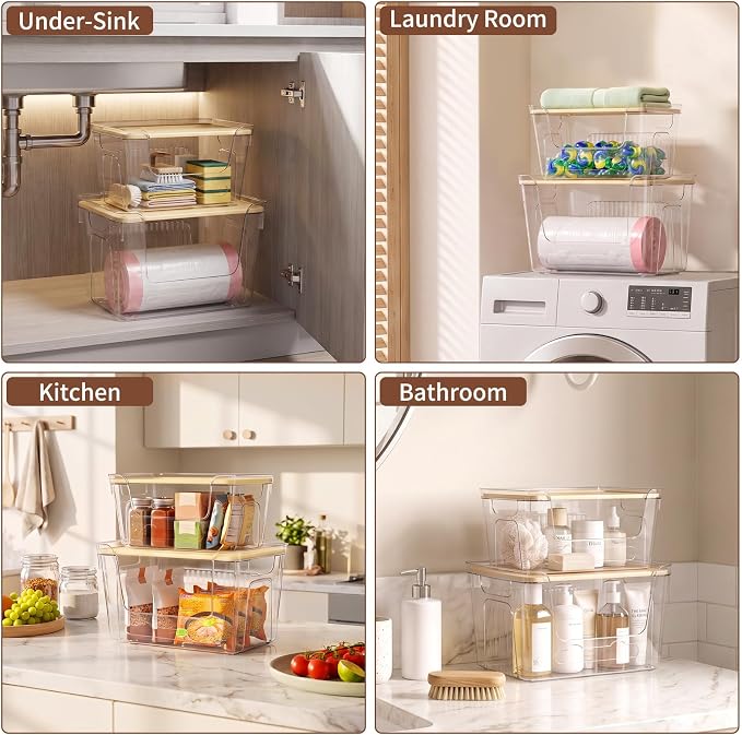ONEDONE Pantry Organizers and Storage - 2 Set Potato and Onion Storage Bin | Stackable Trash Bag Dispenser,Clear Storage Bins for Onion Potato Fruit,Garbage Bag Dispenser,Kitchen Under Sink Organizer - Image 7