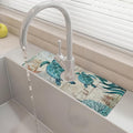 15" X 5.5" Kitchen Sink Splash Guard Faucet Mat Sea Turtles Super Absorbent Fast Drying Faucet Guard & Draining Mat Sink Splash Guard Behind Faucet for Kitchen, Bathroom by Unknown