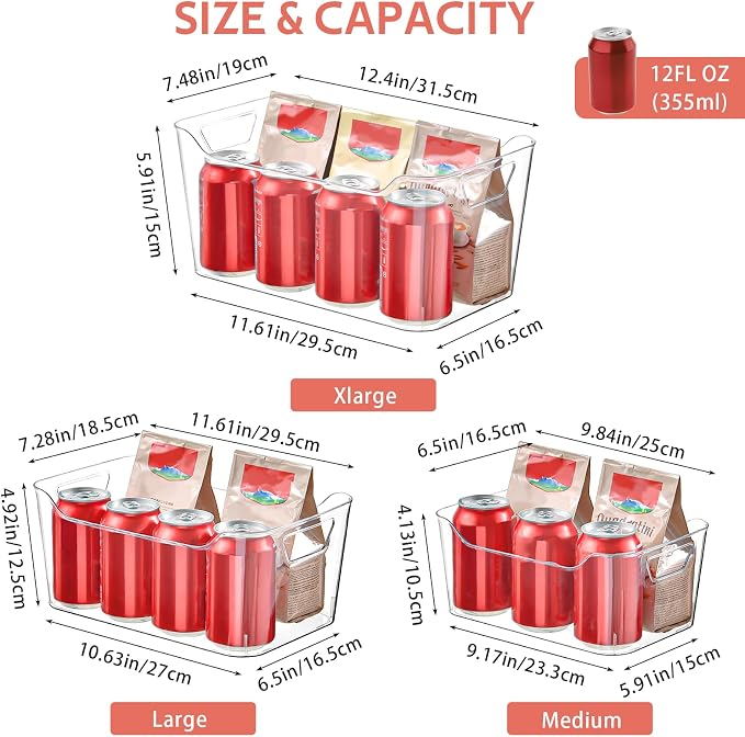 Clear Plastic Storage Bins - 12 Pack Pantry Organizers and Storage, Clear Pantry Organizer Bins, X-Large Plastic Containers with Handle for Kitchen, Cabinet, Bathroom, Classroom Organization - Image 6