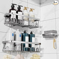 Veken Shower Caddy 3-Pack, Advanced Rustproof Design, No Drilling Adhesive Shelves, Rack with Soap Holder, Large Capacity Bathroom Organizers and Storage, Wall-Mounted Kitchen & Home Decor by Veken