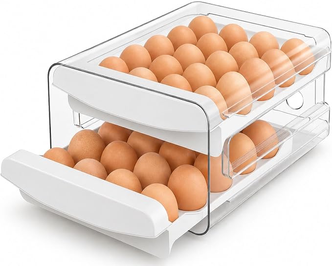 Egg Holder for Fridge, 40-Egg Refrigerator Organizer with Drawers | Egg Storage for Refrigerator, Clear Egg Container, 2-Tier Egg Tray for Fridge, Stackable Lid, BPA-free PET and PP, Hand Wash. by zagtag