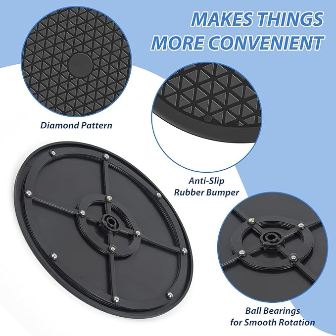 2Pack Lazy Susan 12 inch with Steel Ball Bearings Large Lazy Susan Turntable Rotating Swivel Stand for Flat Panel Monitors, TV's, Potted Plants, Stereo Speakers, Black - Image 3