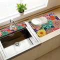 3 Pcs 2 Size Kitchen Sink Splash Guard Faucet Mat Datura Flowers Pattern Faucet Mats for Sinks Colorful Flower Absorbing Drying Mat for Kitchen Bathroom by CONCHLERY%E6%97%97%E8%88%B0%E5%BA%97