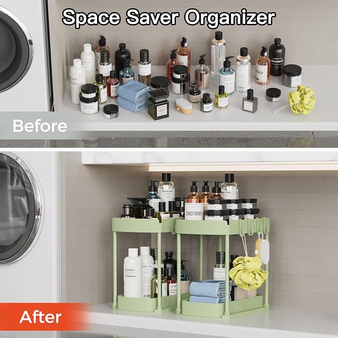 2 Packs Under Sink Pull-Out Storage Organizers, 14.8 Inches, Green | Multi-Purpose Cabinet Organizers and Storage for Bathroom & Kitchen - Image 5