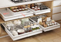 Seinloes Pull Out Cabinet Organizer, 4-Side Expandable to Fit Most Cabinets, 3 Rail Slide Out Drawers with Raising Pad for Framed & Frameless Cabinets, 13"-21"W x 17"-24"D, White, 4 Pack by Seinloes