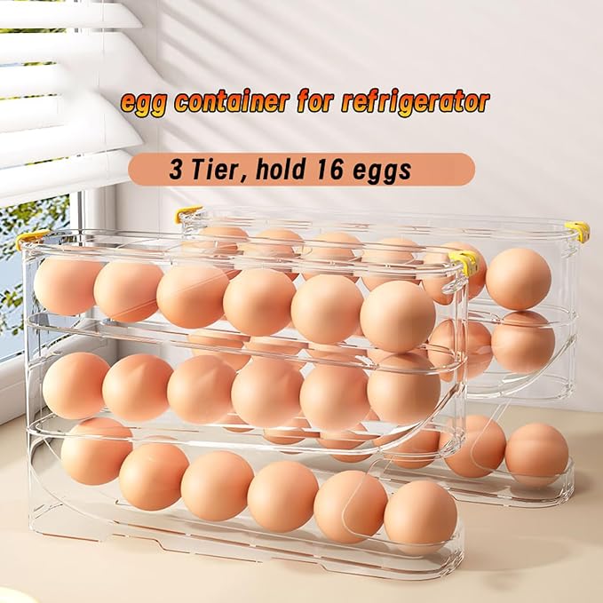 Egg Container for Refrigerator Clear Stackable Egg Holder for Kitchen Storage and Organization (Transparent, 3 Tier) - Image 2