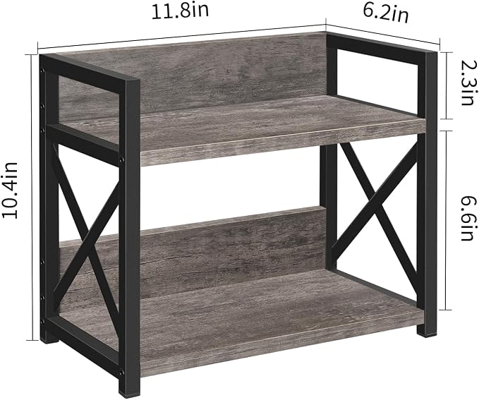 YINMIT Kitchen Countertop Organizer,Spice Rack,Coffee Bar Shelf Organizer | 2-Tier Coffee Station,Seasoning Storage,Syrup,Mug Cup,Bottle Holder,Bathroom Vanity,Pantry,Bedroom and Office,Grey,Small - Image 3