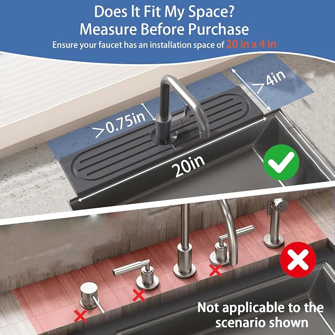 Fast Drying Stone Faucet Mat for Kitchen Sink with Raised Feet, Water Absorbent Diatomite Stone Sink Tray, Faucet Sink Splash Guard, Prevents Moisture Buildup, Durable Protector for Bathroom Counter - Image 2