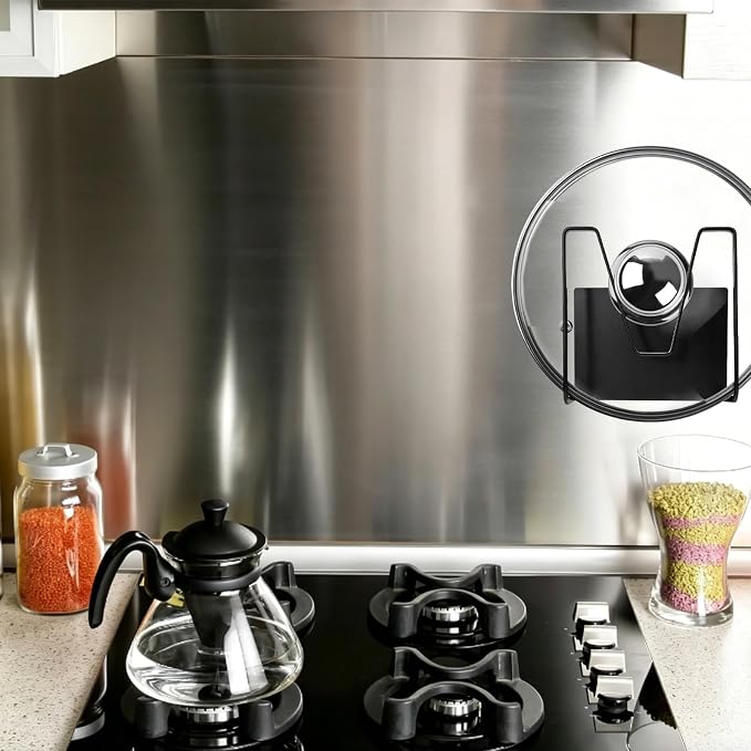 2 Pcs Magnetic Pot Lid Holder,Strong Magnetic Stainless Steel Pot Lid Organizer, Refrigerator Mount Movable Kitchen Storage Rack for Cutting Board, Baking Tray and Pan Covers - Image 7