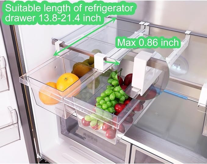 Yatmung 2 Pack Extra-Large Deli Drawer Organizer for Refrigerator Pull Out | Fridge Drawer Organizer and Storage Containers - Meat, Cheese, Produce, Fridge Sliding - Fridge Organization Bin - Image 3
