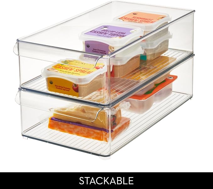 iDesign Large Stackable Fridge or Freezer Bin, Set of 6, Clear | Front Handle, Made in USA - Image 6