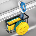 MURLONG Sponge Holder Smiley Face, Sink Organizer with 2 Suction Cups/1 Adhesive Strips, Designed for Sponge, Soap, Dish Brush, Scrubber - Black by MURLONG
