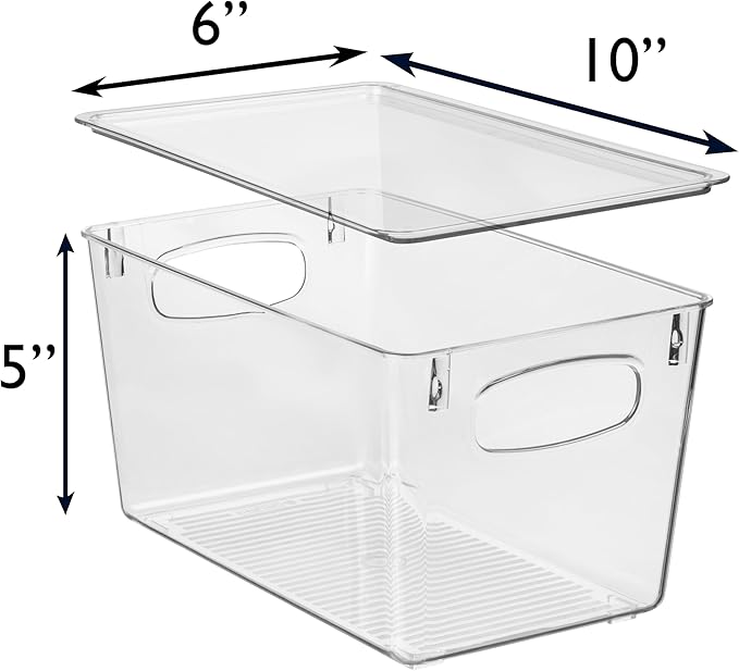 ClearSpace Pantry Storage Bins with Lids for Kitchen & Fridge, 6 Pack | Clear storage bins with lids keep pantry, fridge, and cabinets organized while protecting food and maximizing storage space - Image 4