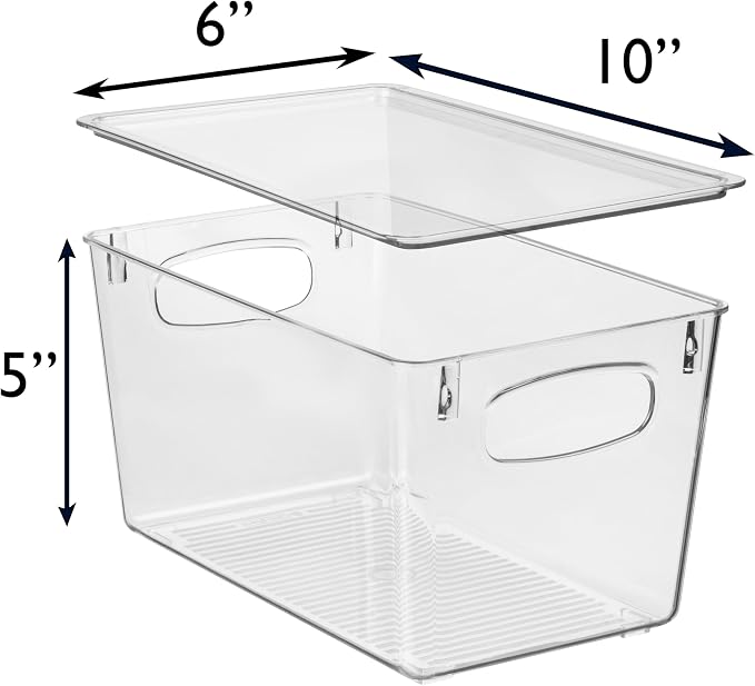 ClearSpace Pantry Storage Bins with Lids for Kitchen & Fridge, 8 Pack | Clear storage bins with lids keep pantry, fridge, and cabinets organized while protecting food and maximizing storage space - Image 4