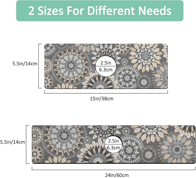 2 Pack Kitchen Sink Splash Guard Faucet Mat 24" X 5.5" Mandala Absorbent Fast Drying Mat Faucet Draining Mat Sink Splash Guard Behind Faucet Drip Catcher for Kitchen Bathroom - Image 3