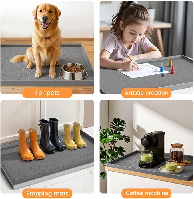 Jin&Bao Under Sink Mat 22" x 19" Waterproof Silicone Cabinet Kitchen Liner | Silicone kitchen cabinet protector, bathroom shelf liner, raised edge traps leaks, anti-slip, easy to clean & dishwasher safe - Image 7