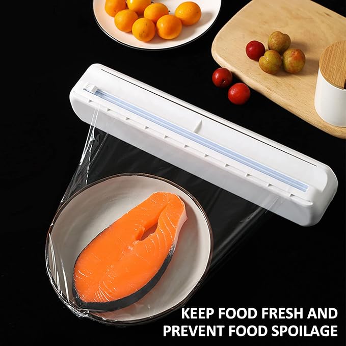 Plastic Wrap Dispenser With Cutter, Reusable Cling Film Dispenser, Cling Wrap Dispenser With Slide Cutter, Also For Aluminum Foil, Tin Foil, Baking Paper (L) - Image 6