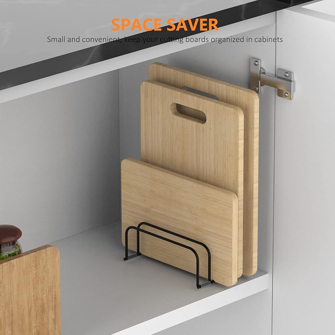 Cutting Board Storage Rack, Compact Cutting Board Organizer, Chopping Board Storage Stand Rack, Bakeware & Cookie Pan Sheets Organizer (1.0 Inch Width Slots) - Image 7