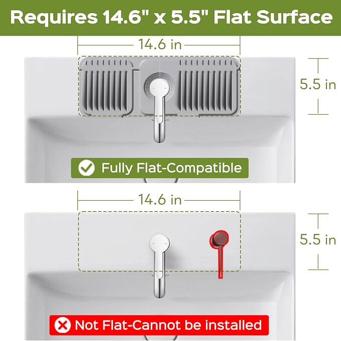 15 Inch Silicone Faucet Mat for Kitchen Sink Splash Guard – 2025 Upgraded Draining Mat with Water Tray Behind Faucet – Countertop Protectors to Catch Spills (Gray, 14.6" x 5.5") - Image 4