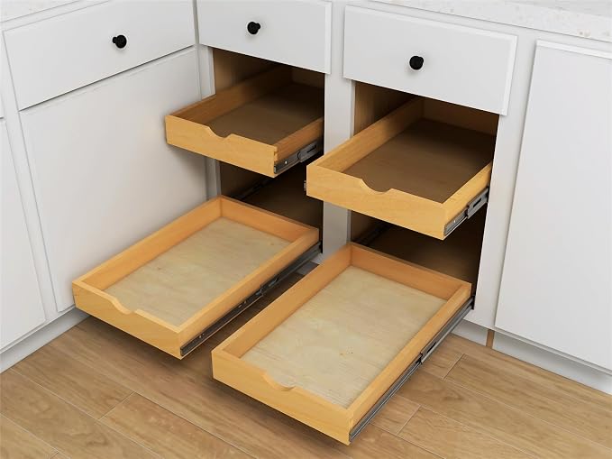 Elysian Pull-Out Tray Organizer, 17" W × 21" D Sliding Storage Drawer with Full-Extension 35mm Ball-Bearing Slides, Roll-Out Shelf for Kitchen Cabinet Organization - Image 3