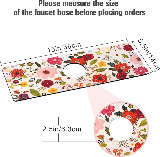 Sink Faucet Absorbing Mat, 2 Pack Drying Mat Around Faucet Sink Splash Guard Behind Faucet Sinkmat For Kitchen Bathroom Island Rv 15 * 5.5 Inch (38 * 14 cm) - Image 2
