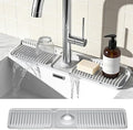 24 Inch Faucet Mat for Kitchen Sink, Silicone Splash Guard for Kitchen Sink Area, 7° Slope Fast Self-Draining Sink Mat, Cuttable Hole Design, Sink Backsplash Guard Draining Mat, Grey by Prolixity